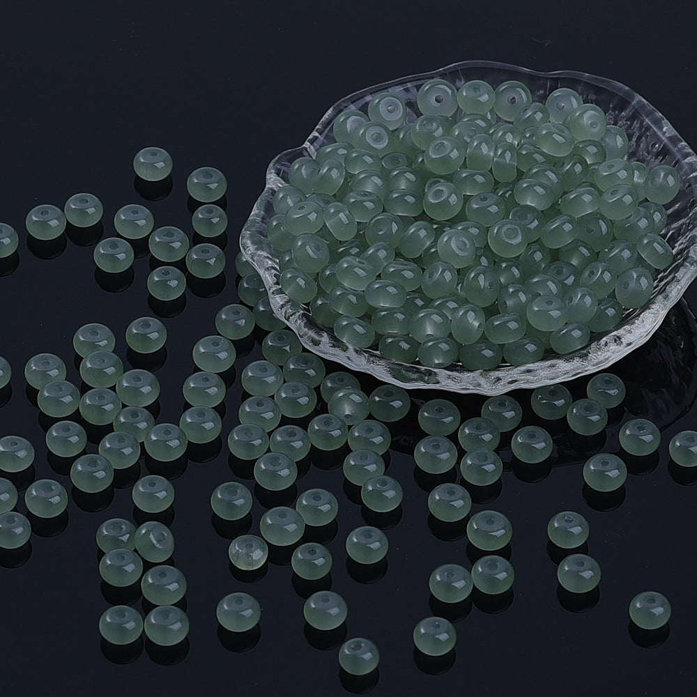 Glass Rondelle Spacer Beads 8mm Semi Transparent Imitation Jade 100pcs 2