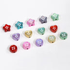 Plating Star and Heart Button Acrylic Beads 11mm Assorted Colors 50pcs 3