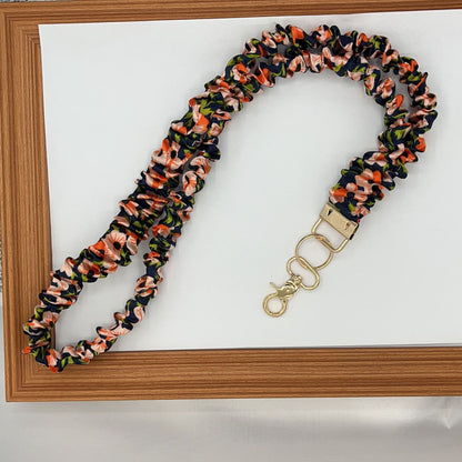 Stretchy Satin Scrunchie Lanyard Keychain Ruched Texture 49cm 1pc 15