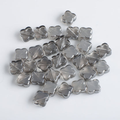 Electroplated Clover Glass Beads 10mm Metallic Colors 30pcs 17