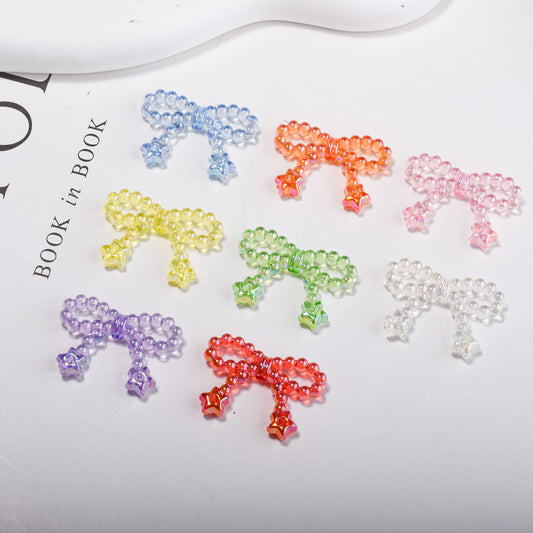 Knitted Bow Acrylic Beads 32mm Solid and Transparent Colors 10pcs 2