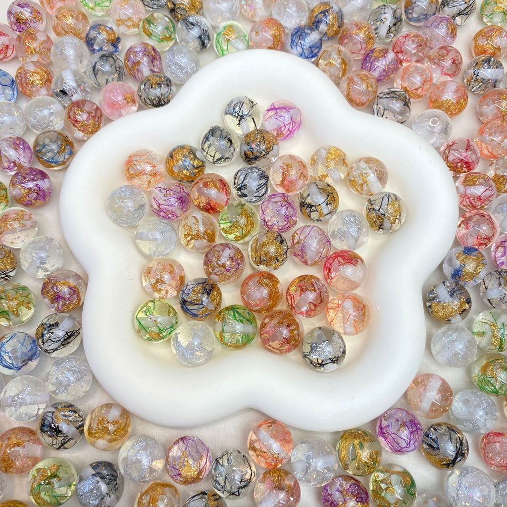 Clear Gild Tinsel Resin Beads 16mm Round Multicolor 50pcs 4