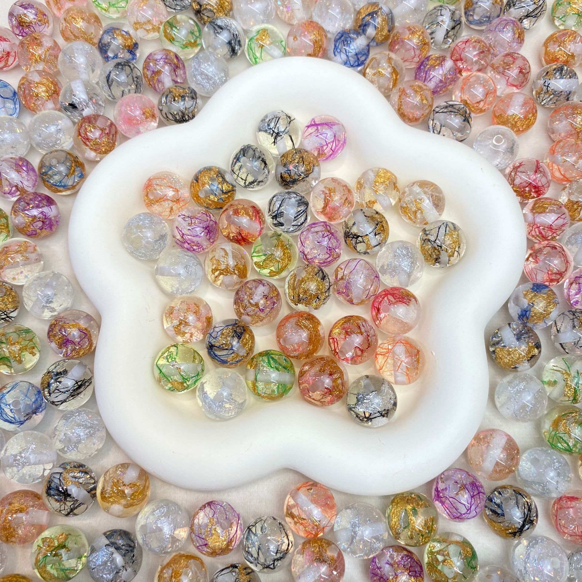 Clear Gild Tinsel Resin Beads 16mm Round Multicolor 50pcs 4