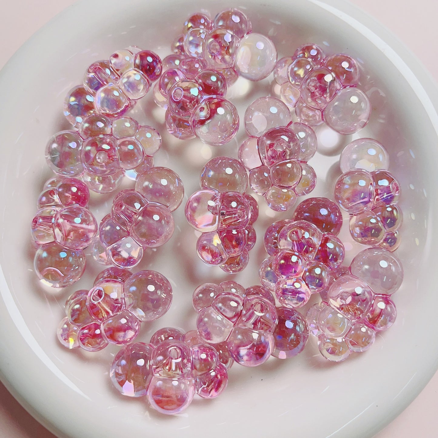 Clear Plated Cloud Acrylic Beads 22x32mm Chubby Pastel Iridescent 10pcs 9