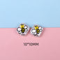 Hand Painted Cartoon Pattern Pearlized Acrylic Beads ABS Plastic 10pcs 7