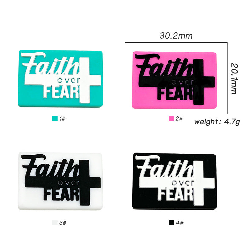 Silicone Focal Beads Faith Faith Over Fear Rectangular Block Shape 20pcs 3