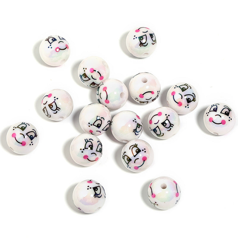 Plating Round Acrylic Beads 16mm Joker Smiley Face Glossy 50pcs 9
