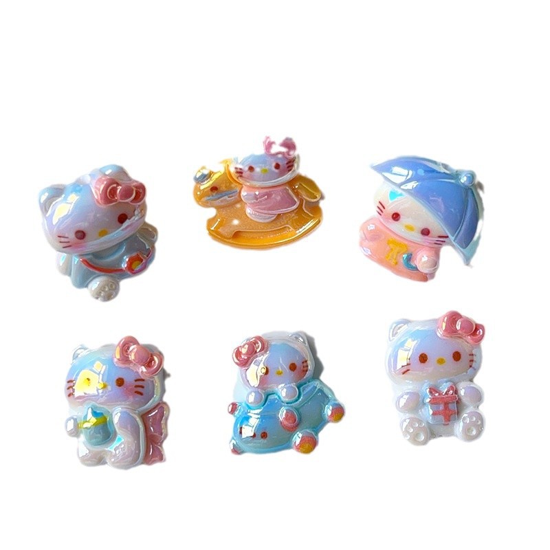 Sweet Kitten Enamel Resin Beads Glossy Pastel 2pcs 5