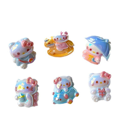 Sweet Kitten Enamel Resin Beads Glossy Pastel 2pcs 5