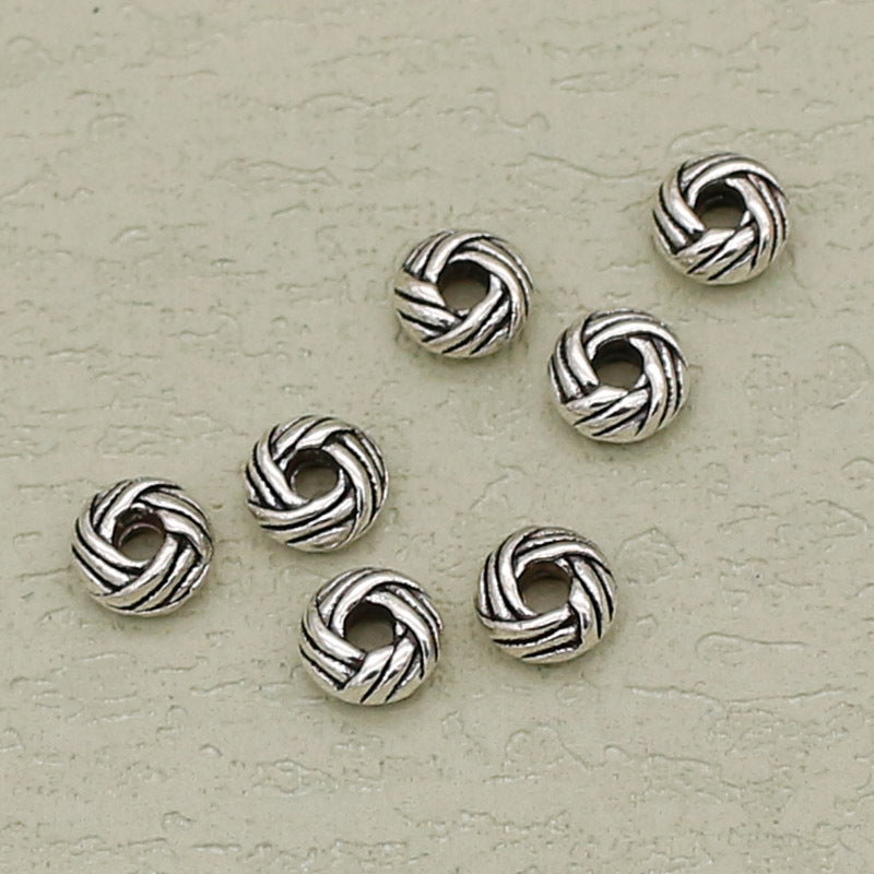 Alloy Oval Spacer Beads 6mm Woven Immitation Tibetan Antique Silver 100pcs 2