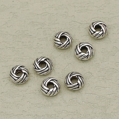 Alloy Oval Spacer Beads 6mm Woven Immitation Tibetan Antique Silver 100pcs 2