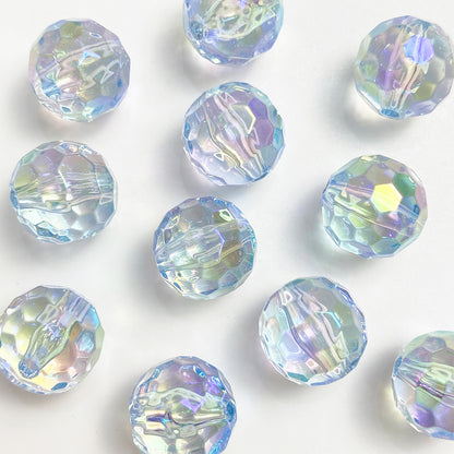 Transparent Football Faceted Acrylic Beads 14-16mm UV Plating 50pcs 9