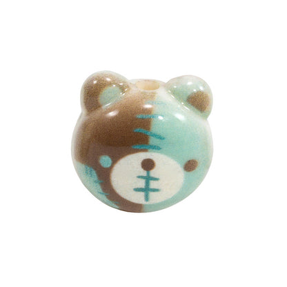 Cartoon Character Bear Head Acrylic Beads 17mm Colorful 10pcs 14