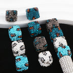 Polymer Clay Square Rhinestone Beads 14mm Blue Grey Leopard 3pcs 2