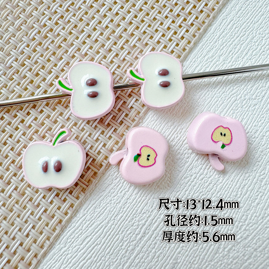 Apple Metal Beads 13mm Glossy Painted Multicolor 10pcs 7