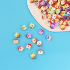 Animal Flat Clay Beads 9mm Cheerful Puppy Pattern Polymer 100pcs 4