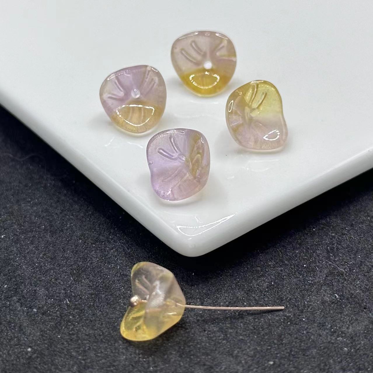 Czech Glass Beads Morning Flower Glory 9x12mm Translucent 100pcs 4