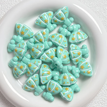 Painted Dress Acrylic Beads 26mm Colorful Assorted 5pcs 13