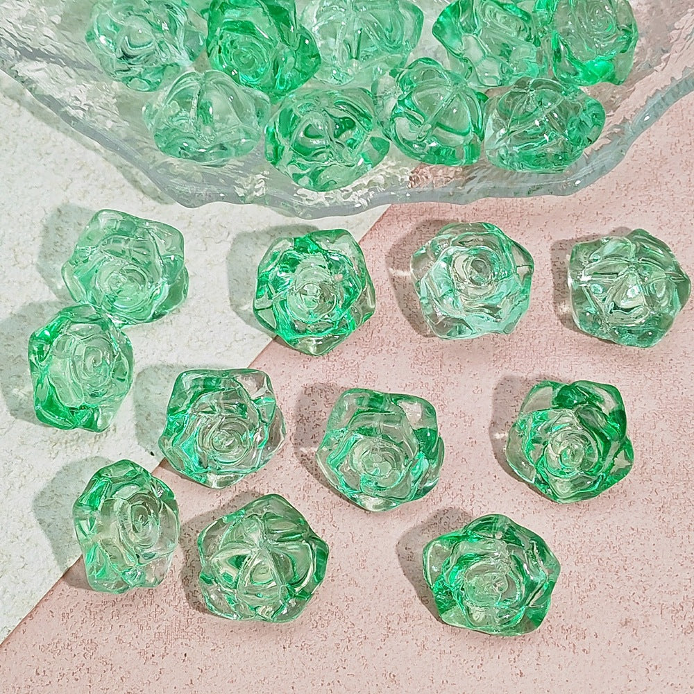 Camellia Glass Beads 19mm Clear Translucent Mixed Colors 50pcs 3