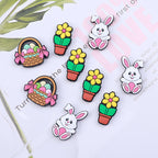 Silicone Focal Beads Easter Bunny Sitting with Easter Egg Basket 20pcs 4