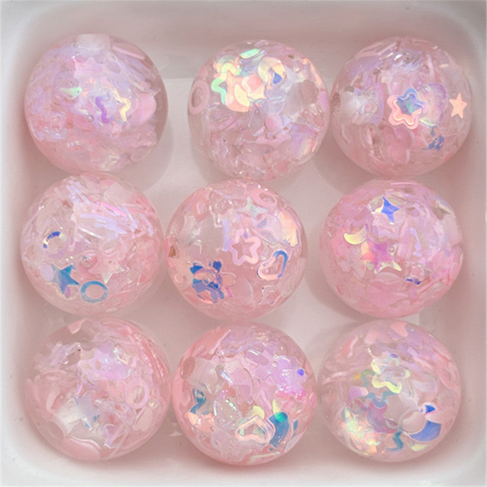 Snowflake Resin Beads 16mm Clear Sequin Filled Round 50pcs 6