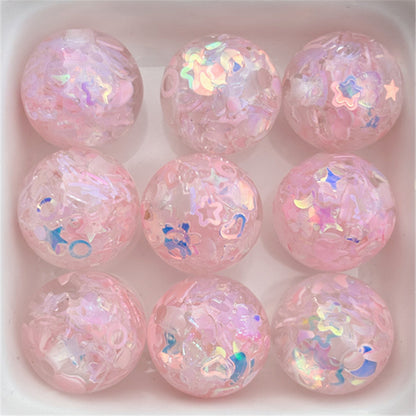 Snowflake Resin Beads 16mm Clear Sequin Filled Round 50pcs 6
