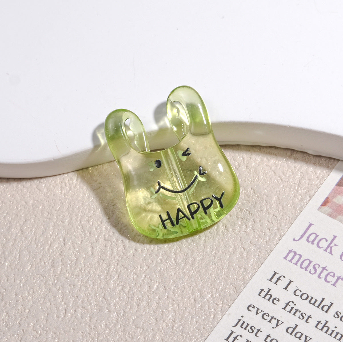 Transparent Handbag Acrylic Beads 25mm Cartoon Pattern Printed 10pcs 9
