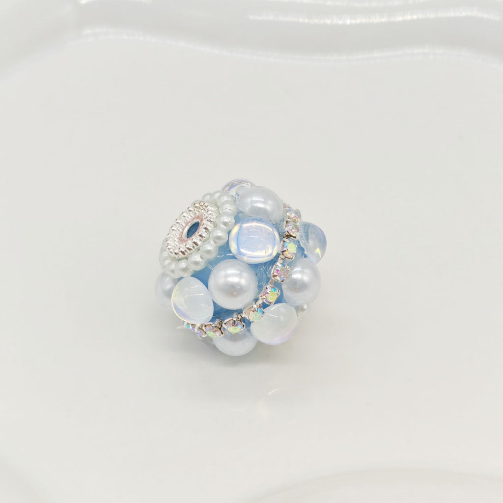 Rhinestone Bubblegum Beads 18mm Pearl Encrusted Round 4pcs 3