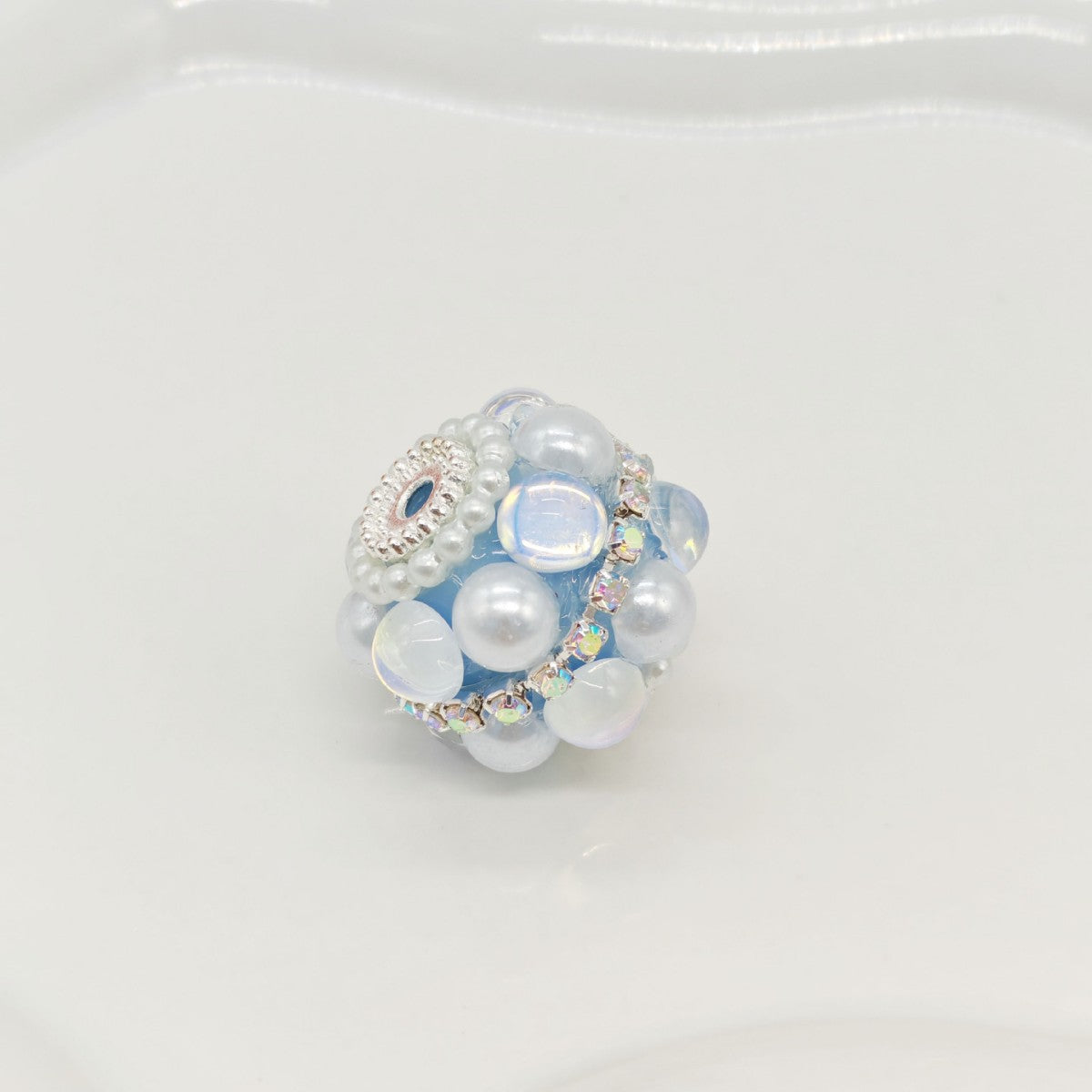 Rhinestone Bubblegum Beads 18mm Pearl Encrusted Round 4pcs 3
