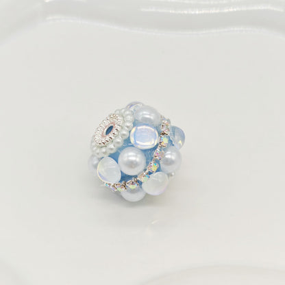 Rhinestone Bubblegum Beads 18mm Pearl Encrusted Round 4pcs 3
