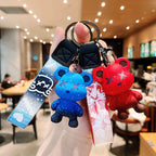 Colorful Resin Bear Couple Keychain Vibrant Gradient Hues