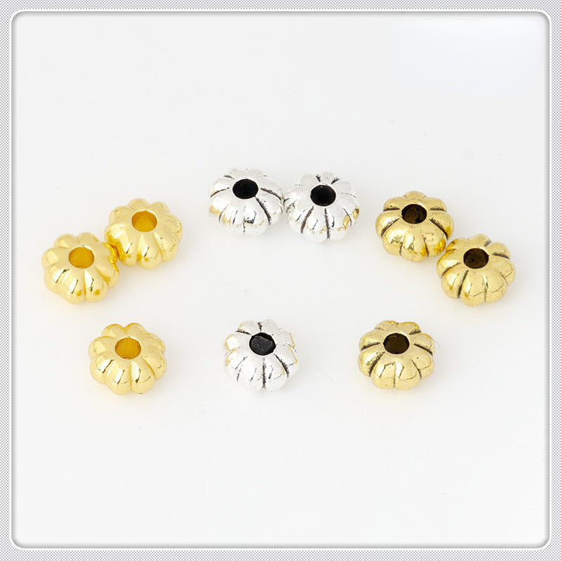 Alloy Flat Pumpkin Spacer Beads 5-7mm Striped Tibetan Style 100pcs 3