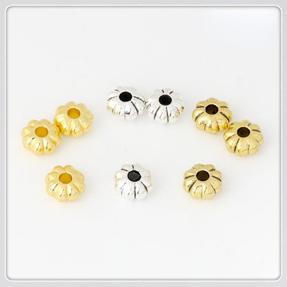 Alloy Flat Pumpkin Spacer Beads 5-7mm Striped Tibetan Style 100pcs 3
