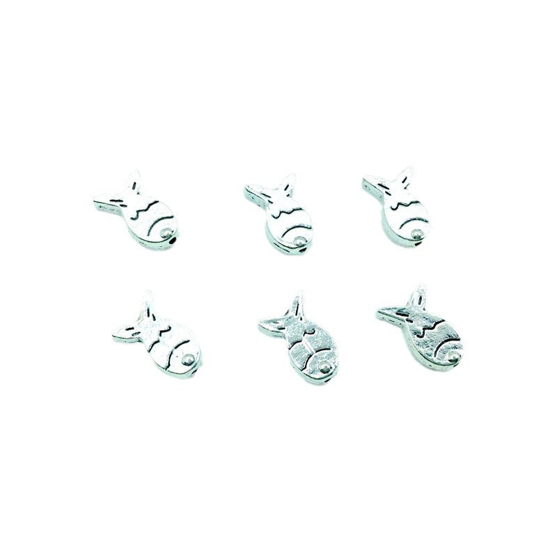 Small Fish Metal Beads 12mm Antique Silver Tone Alloy 100pcs 5
