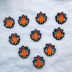Silicone Focal Beads Colorful Peacock Vibrant Feathers Orange Bird 20pcs 4