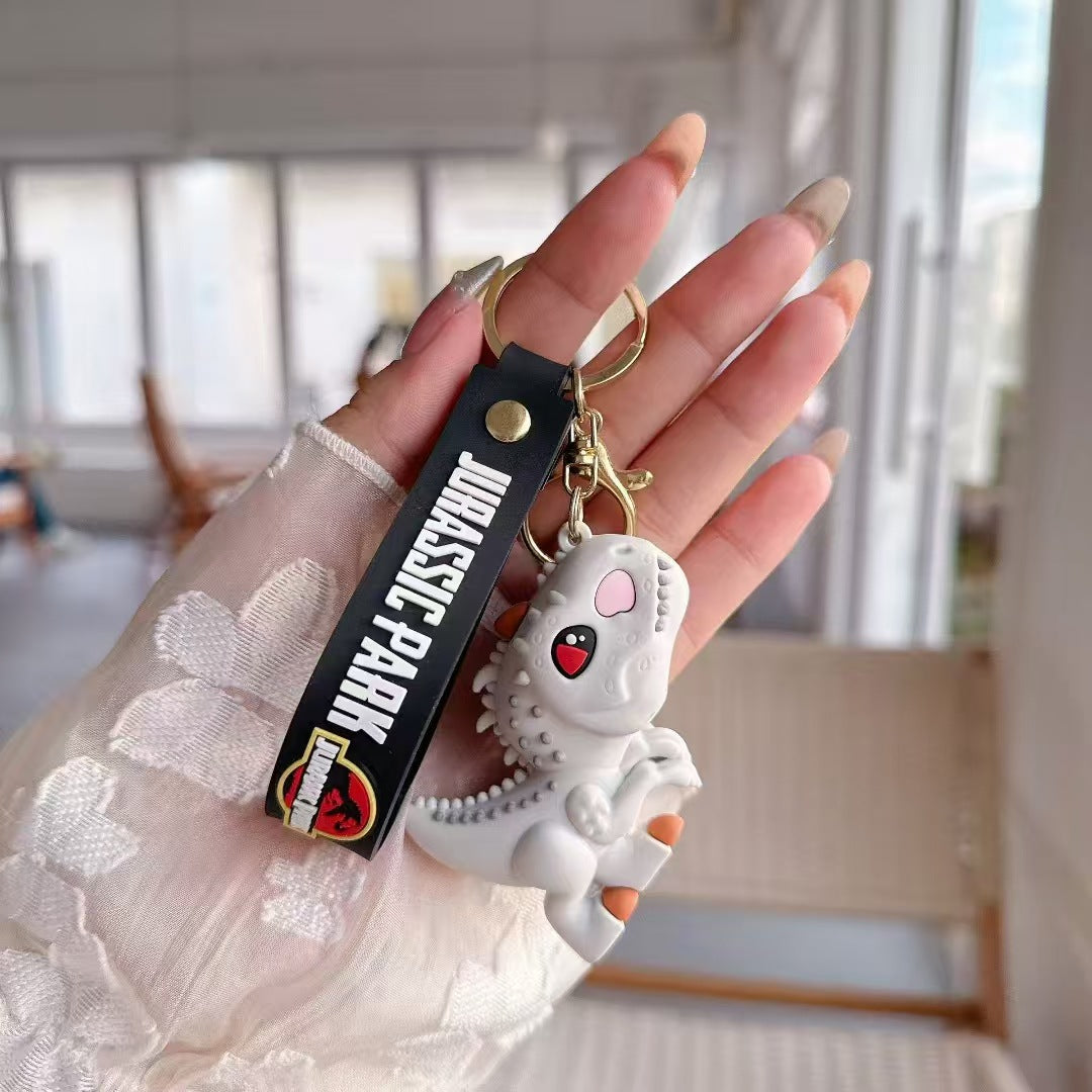 Adorable Dinosaur PVC Keychain with Colorful Jurassic Strap 2pcs 4