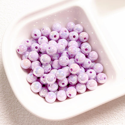 Glow Acrylic Beads 8-12mm Iridescent Plated Pastel Colors 30pcs 8