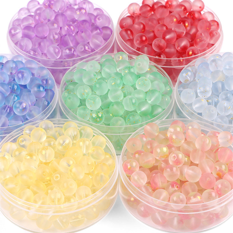 Frosted Round Glass Beads 8mm Pastel Jewel Tones Matte Finish 100pcs