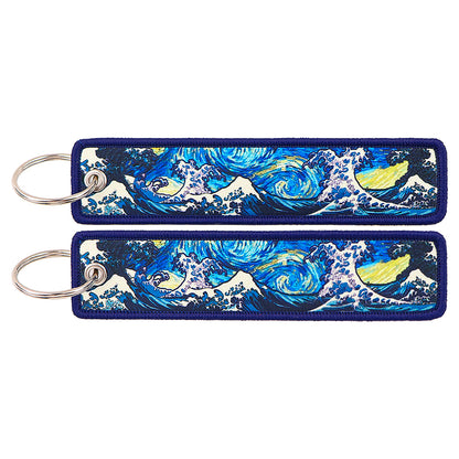 Double Sided Ukiyo Fabric Lanyard Keychain Japanese Motif 2pcs 15