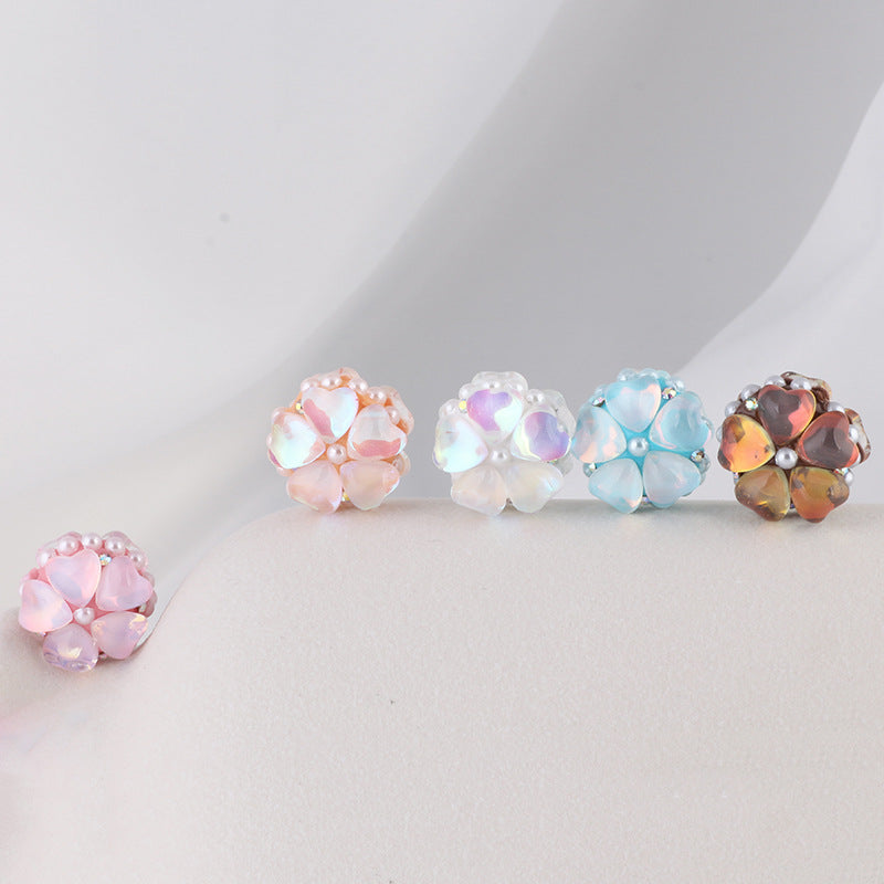 Moonstone Five-Petal Flower Clay Beads 19mm Opalescent 5pcs