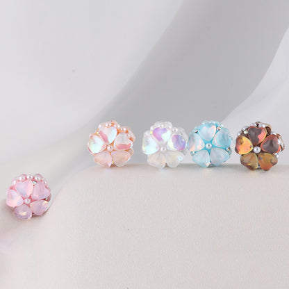 Moonstone Five-Petal Flower Clay Beads 19mm Opalescent 5pcs