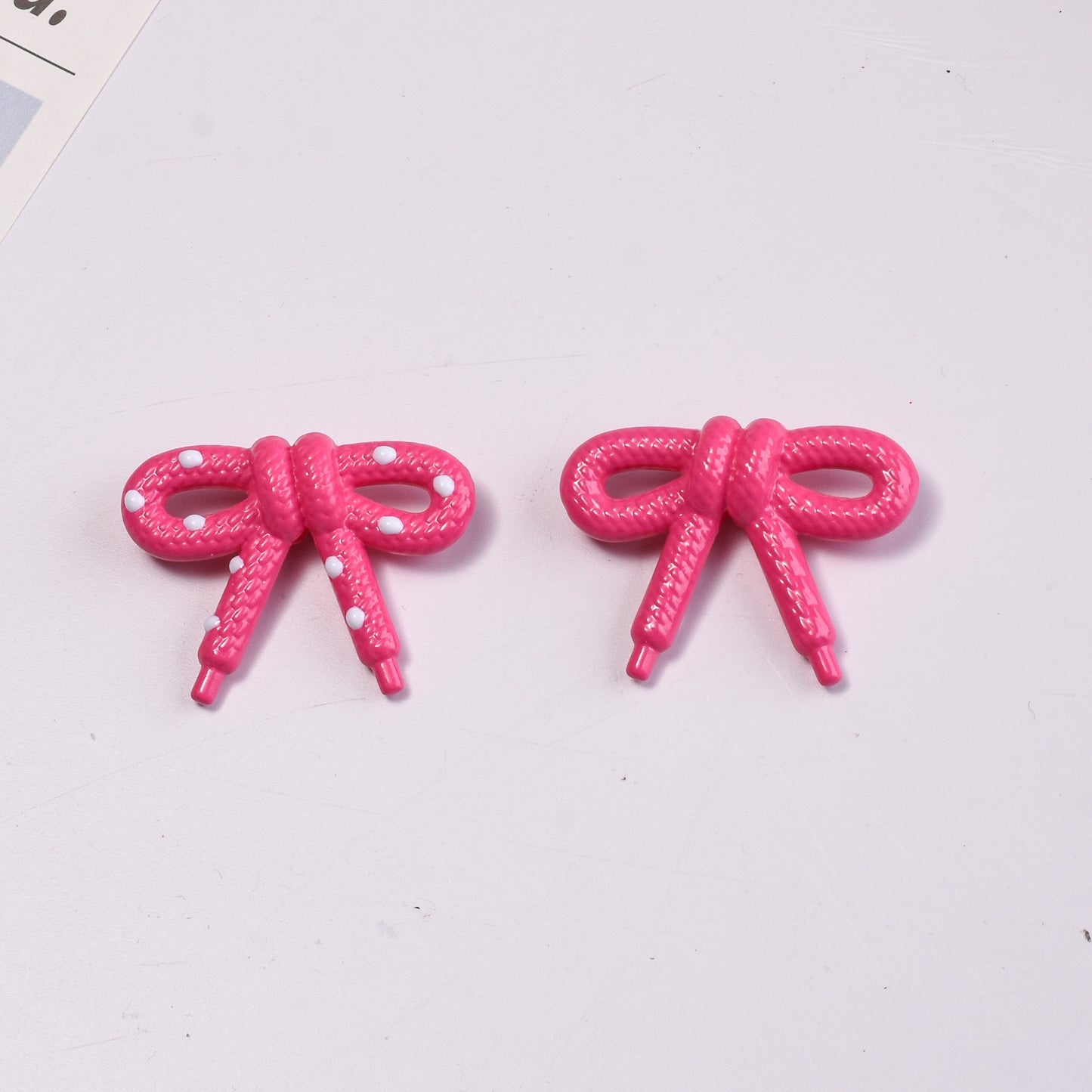 Hand Painted Bow Acrylic Beads 27mm Polka Dot Design 10pcs 7