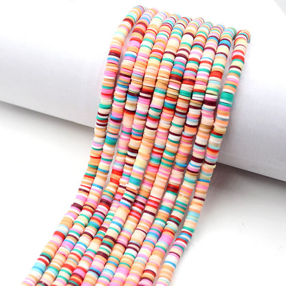 Flat Clay Beads 6mm Colorful Polymer Spacer Disc 10strands 17