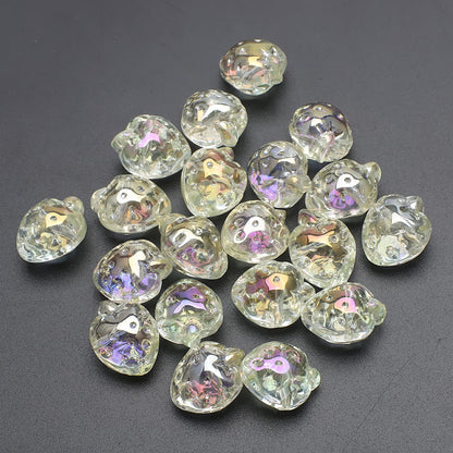 Electroplated Strawberry Glass Beads 13x16mm Iridescent 10pcs 13