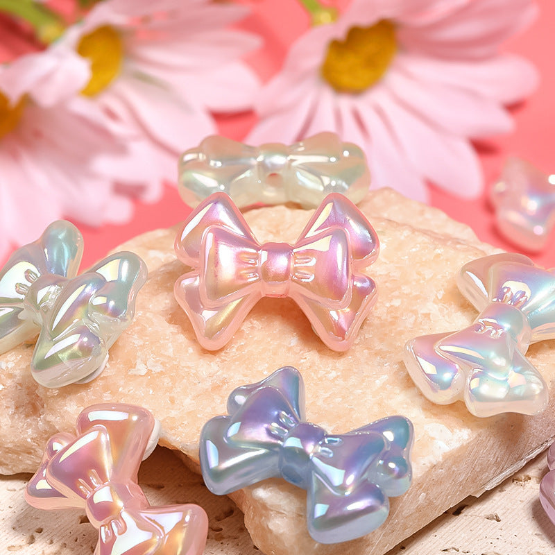 Glow Plating Double Layer Butterfly Acrylic Beads 22-29mm Pastel 50pcs