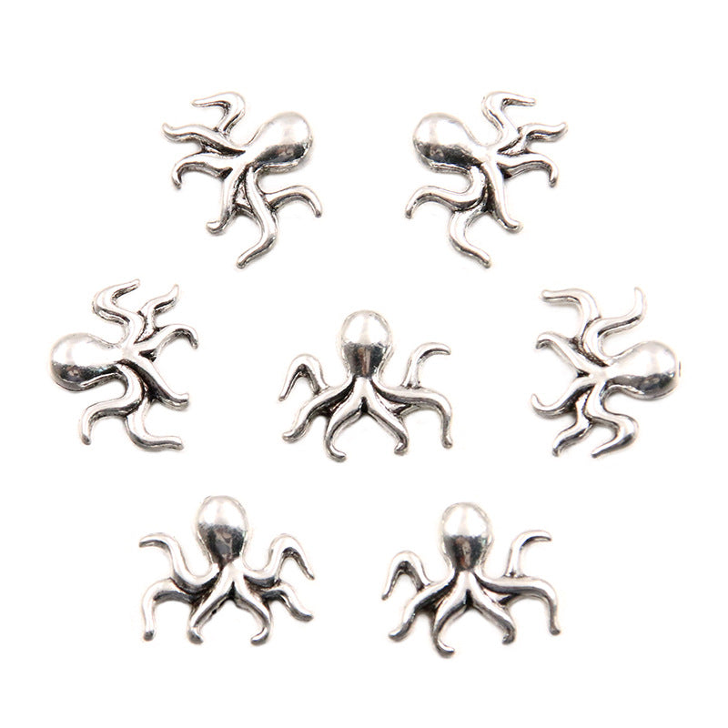 Octopus Metal Beads 14mm Antique Silver Tone 100pcs 5