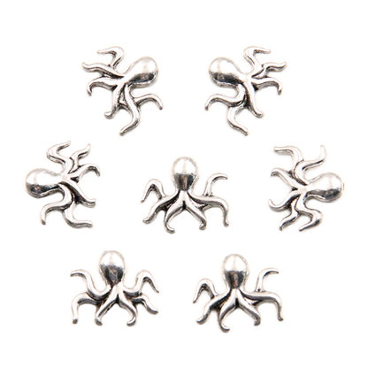 Octopus Metal Beads 14mm Antique Silver Tone 100pcs 5