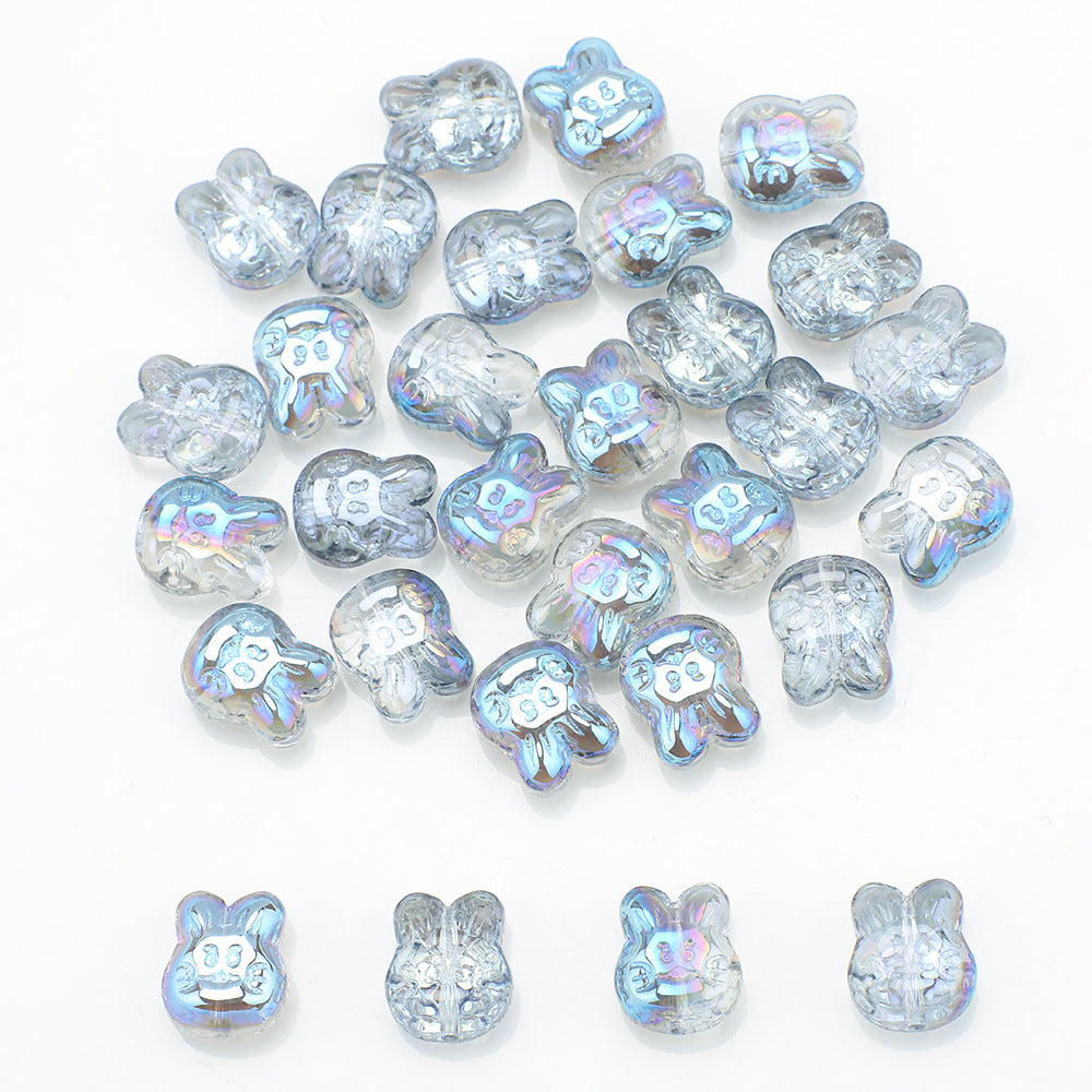Plating Bunny Head Glass Beads 12mm Iridescent 30pcs 16