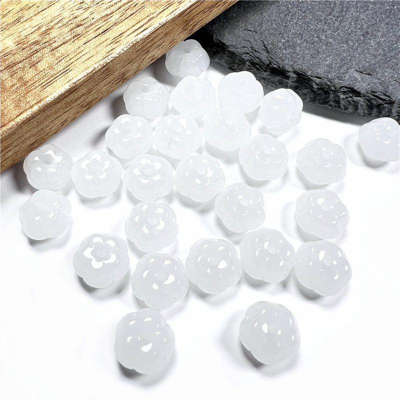 Czech Glass Beads Pumpkin 8mm Imitation Gold Jade 50pcs 3