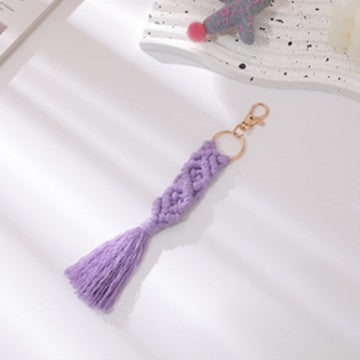 Hand Woven Tassel Crochet Keychain Cotton Linen Boho 2pcs 5